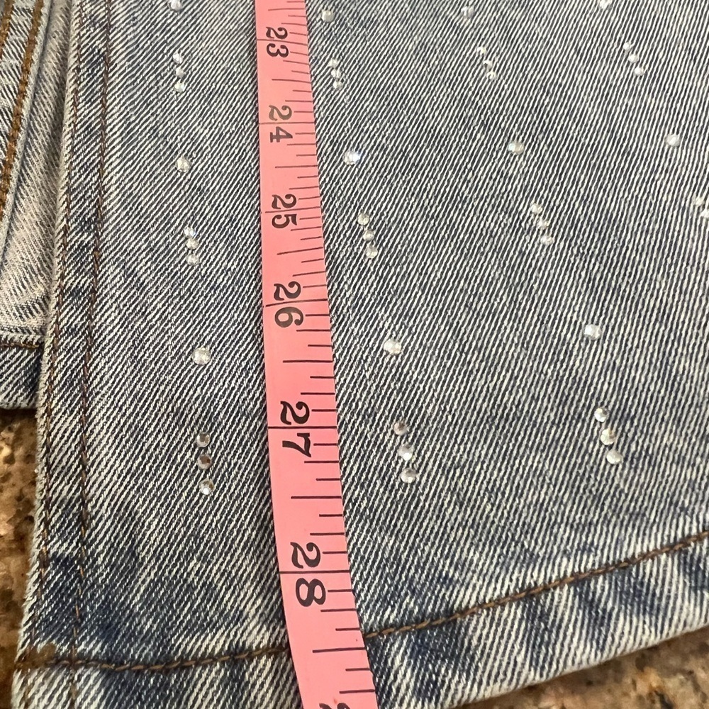 Sadie & Sage Light Blue Denim Skirt fully embellished with rhinestones Size  NWT - Picture 6 of 7